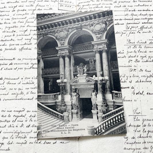 1910s - Paris Opera Grand Staircase Monumental Entrance Postcard - Palais Garnier Architecture - French Landmark Souvenir