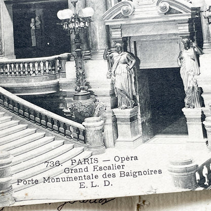 1910s - Paris Opera Grand Staircase Monumental Entrance Postcard - Palais Garnier Architecture - French Landmark Souvenir