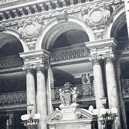 1910s - Paris Opera Grand Staircase Monumental Entrance Postcard - Palais Garnier Architecture - French Landmark Souvenir