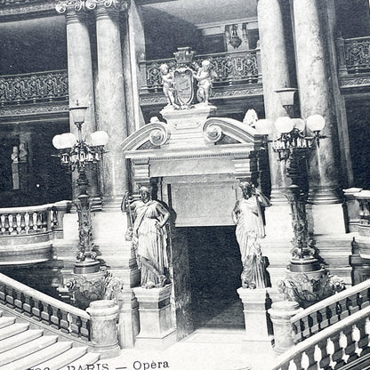 1910s - Paris Opera Grand Staircase Monumental Entrance Postcard - Palais Garnier Architecture - French Landmark Souvenir