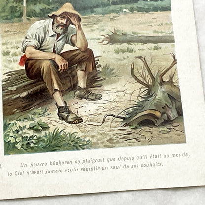 1900s - Au Bon Marché Chromo Card - French Advertising Ephemera - Les Souhaits Ridicules - Vintage Paris Department Store Art Print