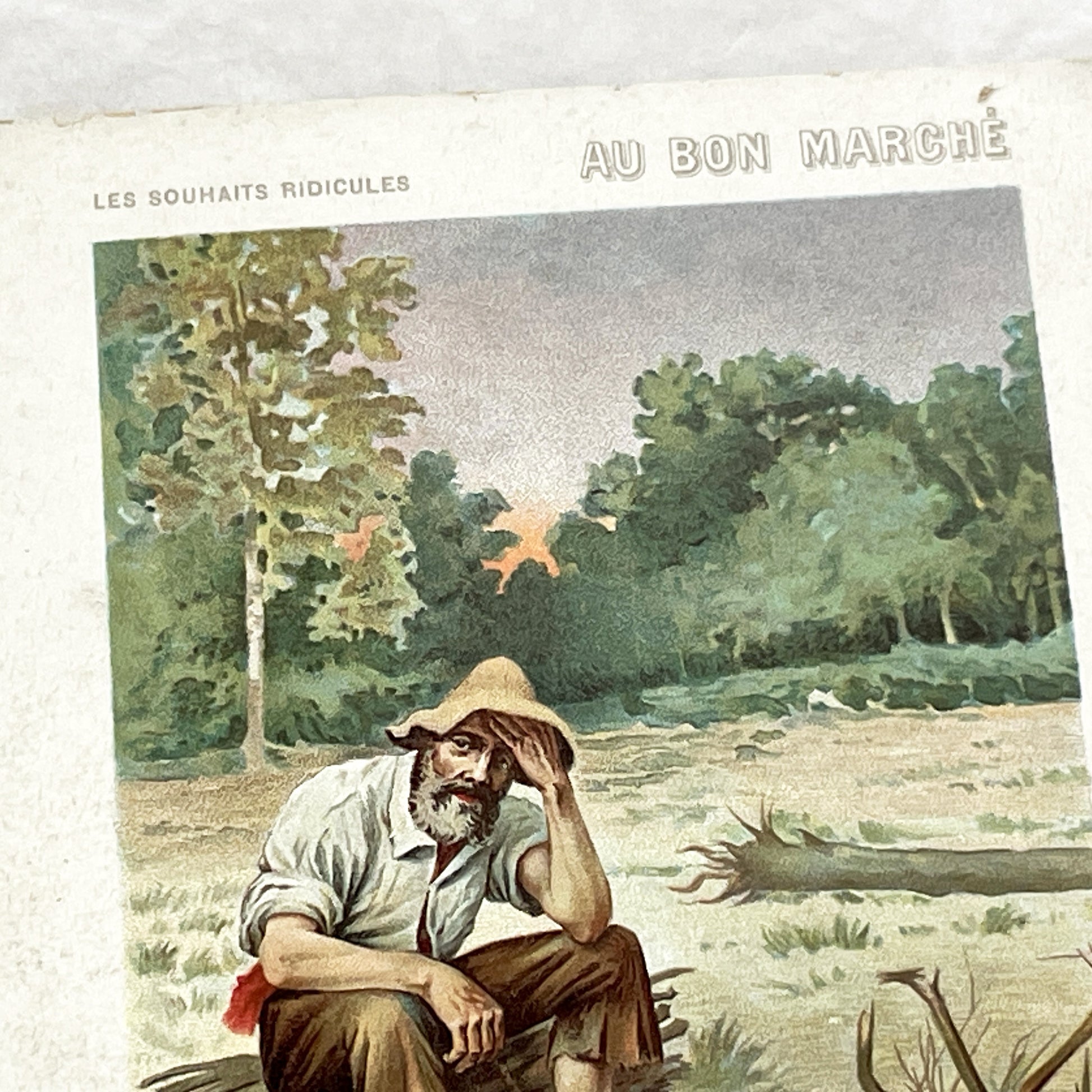 1900s - Au Bon Marché Chromo Card - French Advertising Ephemera - Les Souhaits Ridicules - Vintage Paris Department Store Art Print