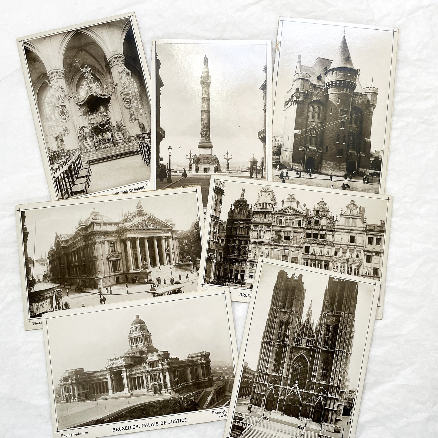 1900s - 7 Vintage Brussels Photos - Historic Belgian City Views - Grand Place, Bourse, Palais de Justice - Photoglob Co Zürich Prints
