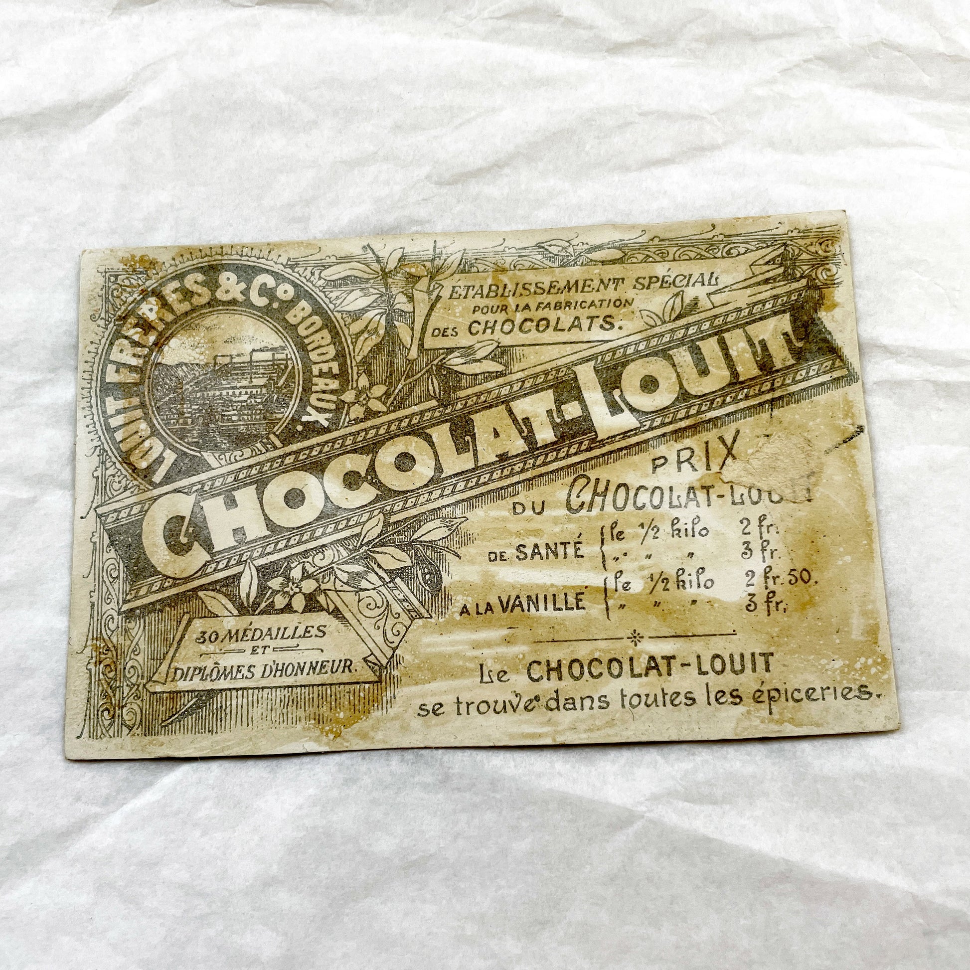 Late 19th Century - Two French Chocolat-Louit Advertising Cards - Winter Scenes Collectible Chromos - Vintage Confectionery Ephemera