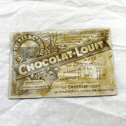 Late 19th Century - Two French Chocolat-Louit Advertising Cards - Winter Scenes Collectible Chromos - Vintage Confectionery Ephemera