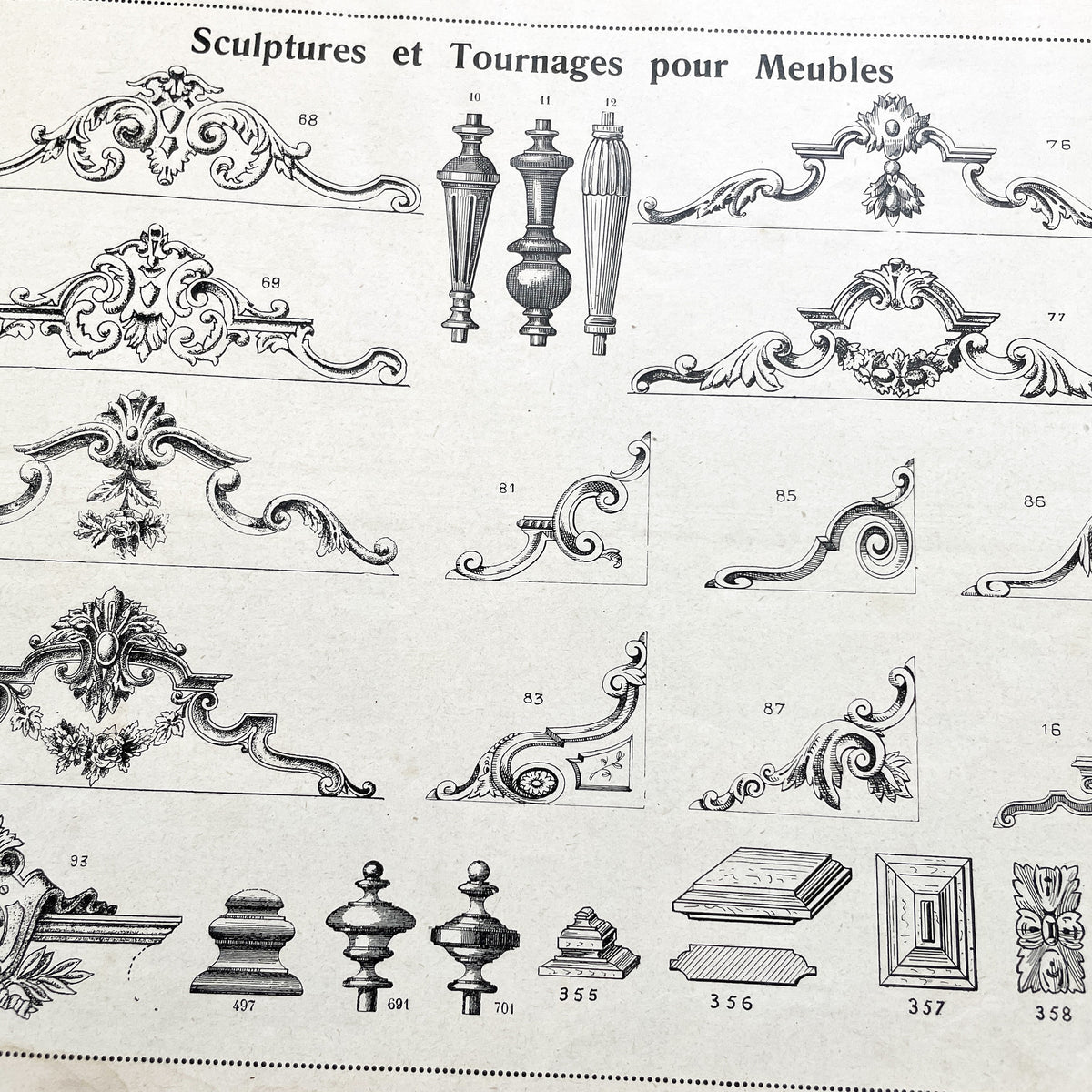 1930s - Vintage French Cabinetry Catalog Album - Antique Furniture Hardware - Wood Turnings - Sculptures - Architectural Moldings