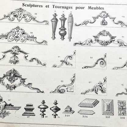 1930s - Vintage French Cabinetry Catalog Album - Antique Furniture Hardware - Wood Turnings - Sculptures - Architectural Moldings