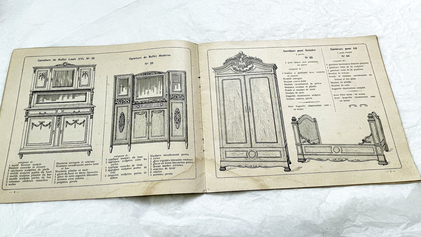 1930s - Vintage French Cabinetry Catalog Album - Antique Furniture Hardware - Wood Turnings - Sculptures - Architectural Moldings