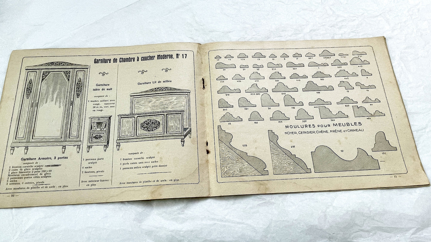 1930s - Vintage French Cabinetry Catalog Album - Antique Furniture Hardware - Wood Turnings - Sculptures - Architectural Moldings