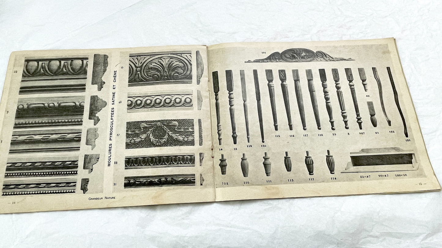 1930s - Vintage French Cabinetry Catalog Album - Antique Furniture Hardware - Wood Turnings - Sculptures - Architectural Moldings
