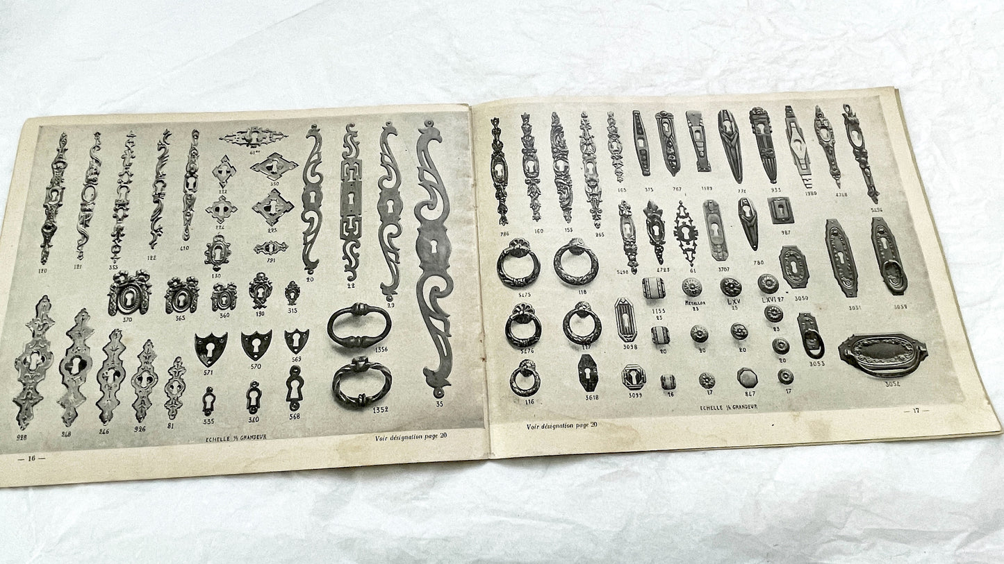 1930s - Vintage French Cabinetry Catalog Album - Antique Furniture Hardware - Wood Turnings - Sculptures - Architectural Moldings