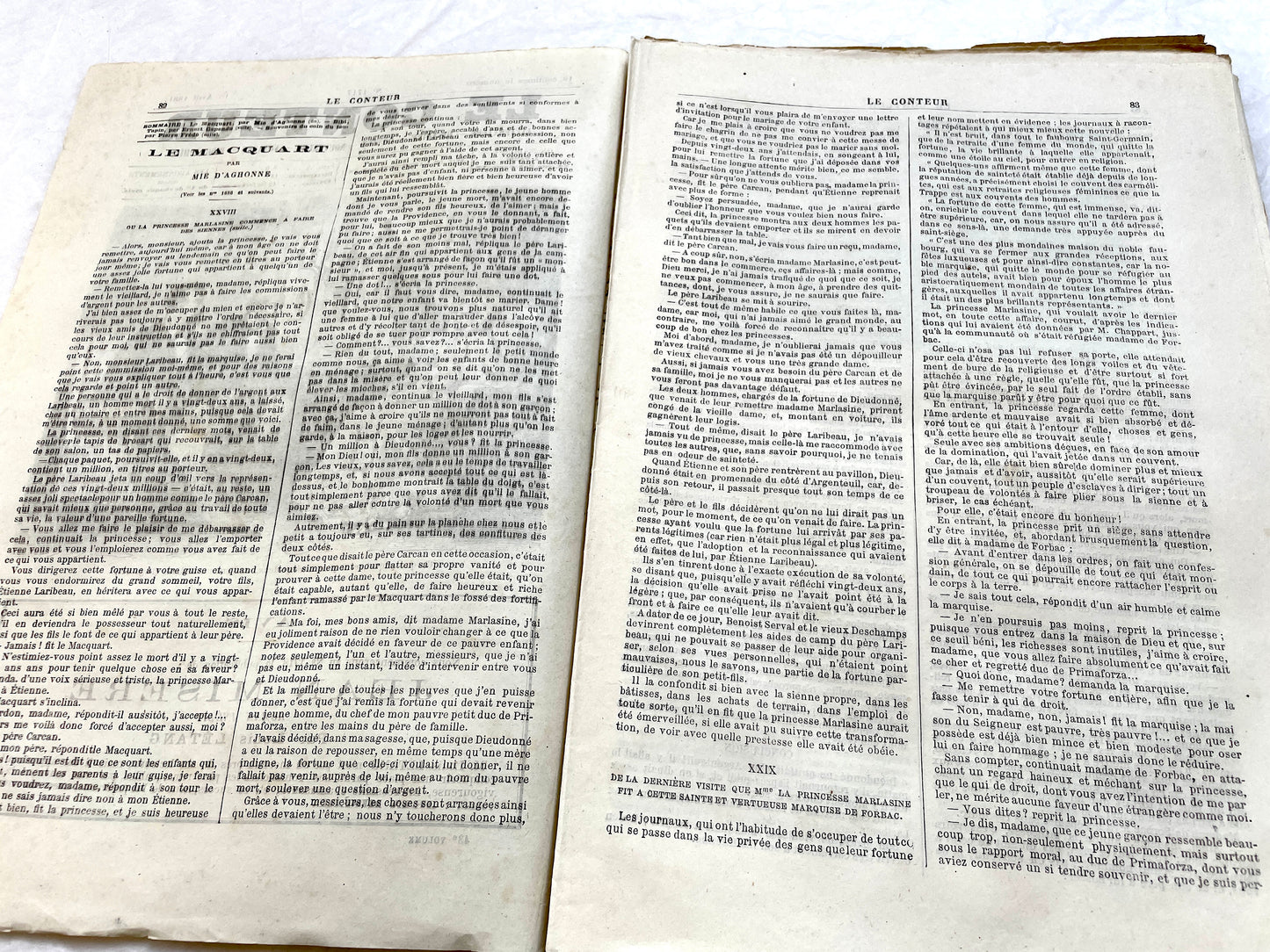 Late 19th century French 'Le Conteur' journal issue from 1881, featuring a detailed engraving of a domestic scene.