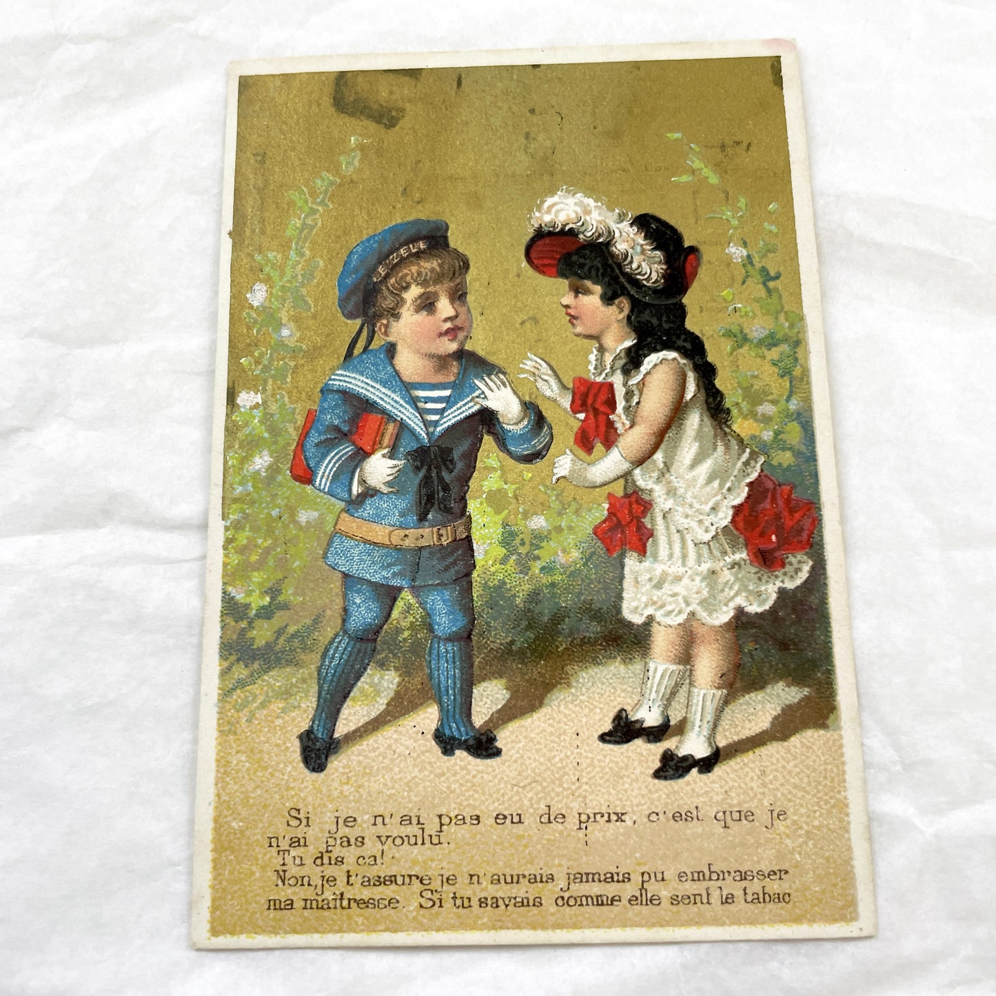 Late 19th - Antique French Chromo Cards - Victorian Children Illustrations - Humorous Sentimental Rhymes - Collectible Ephemera
