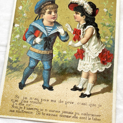 Late 19th - Antique French Chromo Cards - Victorian Children Illustrations - Humorous Sentimental Rhymes - Collectible Ephemera