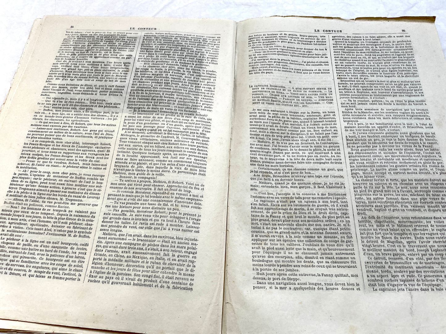 Late 19th century French 'Le Conteur' journal issue from 1881, featuring a detailed engraving of a domestic scene.
