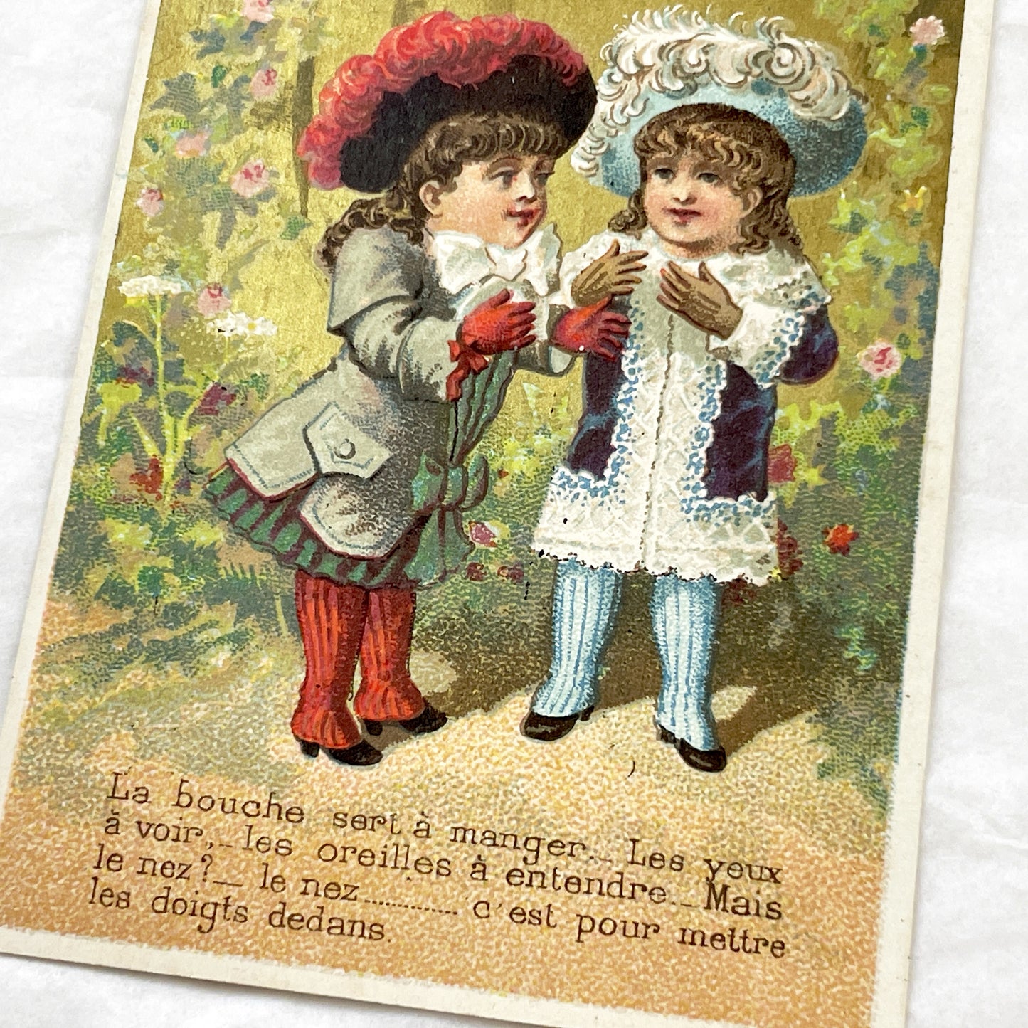 Late 19th - Antique French Chromo Cards - Victorian Children Illustrations - Humorous Sentimental Rhymes - Collectible Ephemera