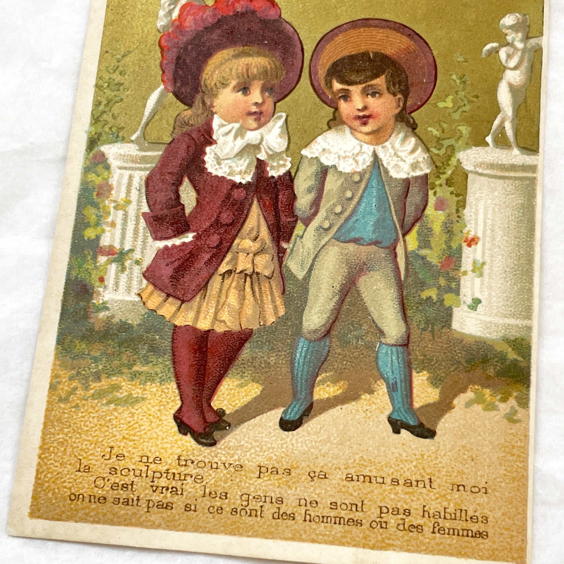 Late 19th - Antique French Chromo Cards - Victorian Children Illustrations - Humorous Sentimental Rhymes - Collectible Ephemera