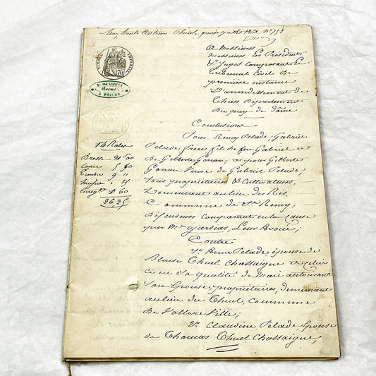 Mid 19th - 28-page Antique French Legal Document - Handwritten Judicial Records from 1862 - Civil Tribunal Case - Historic Collectible Paper