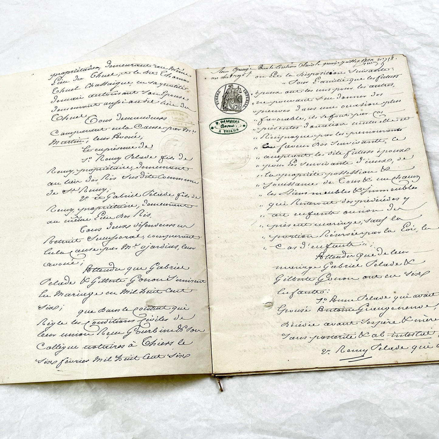 Mid 19th - 28-page Antique French Legal Document - Handwritten Judicial Records from 1862 - Civil Tribunal Case - Historic Collectible Paper