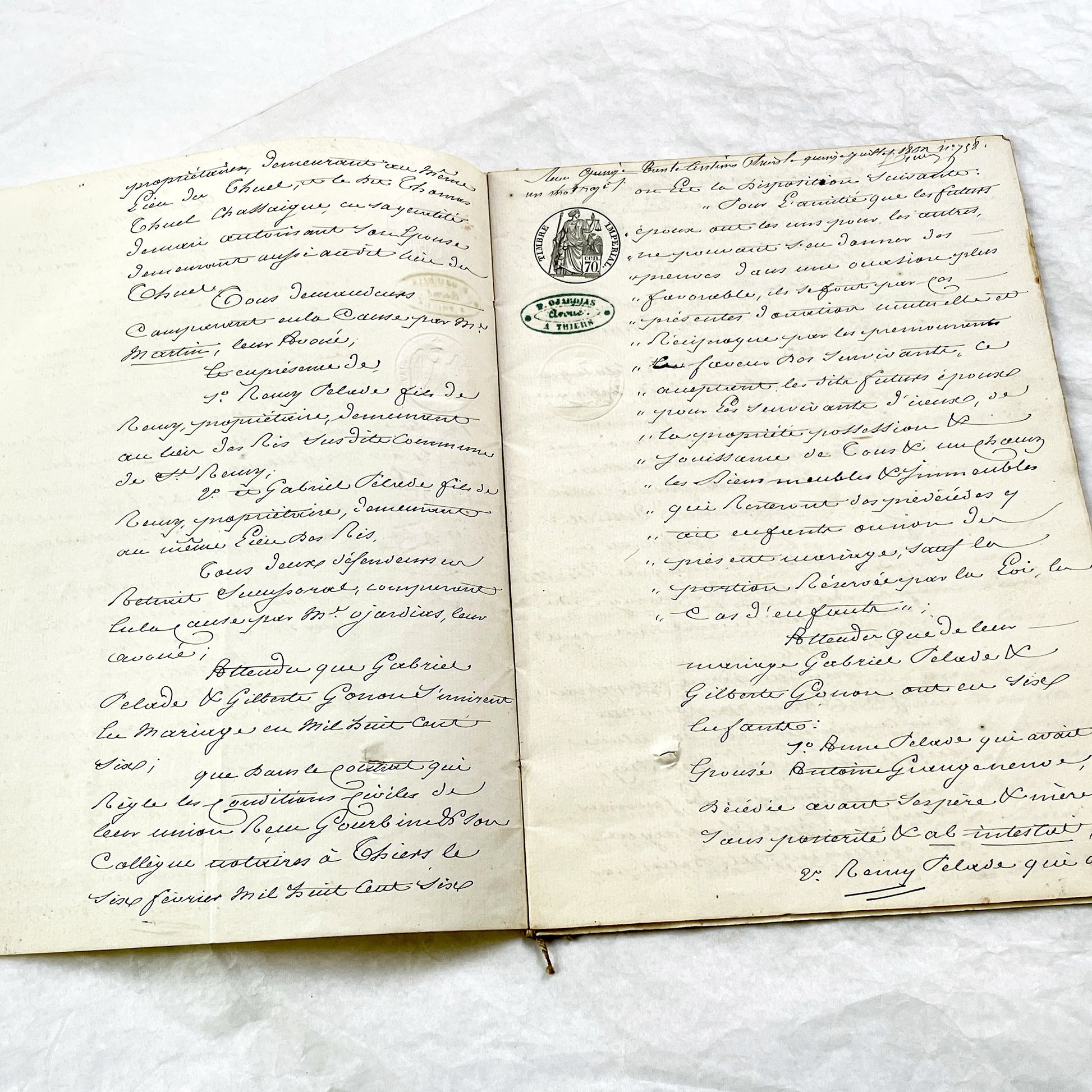 Mid 19th - 28-page Antique French Legal Document - Handwritten Judicial Records from 1862 - Civil Tribunal Case - Historic Collectible Paper