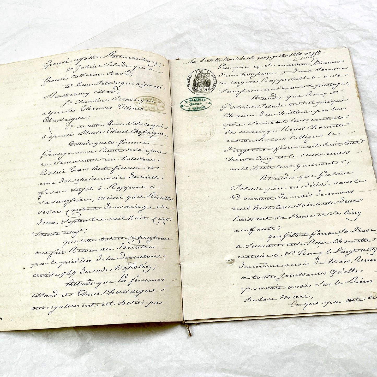 Mid 19th - 28-page Antique French Legal Document - Handwritten Judicial Records from 1862 - Civil Tribunal Case - Historic Collectible Paper