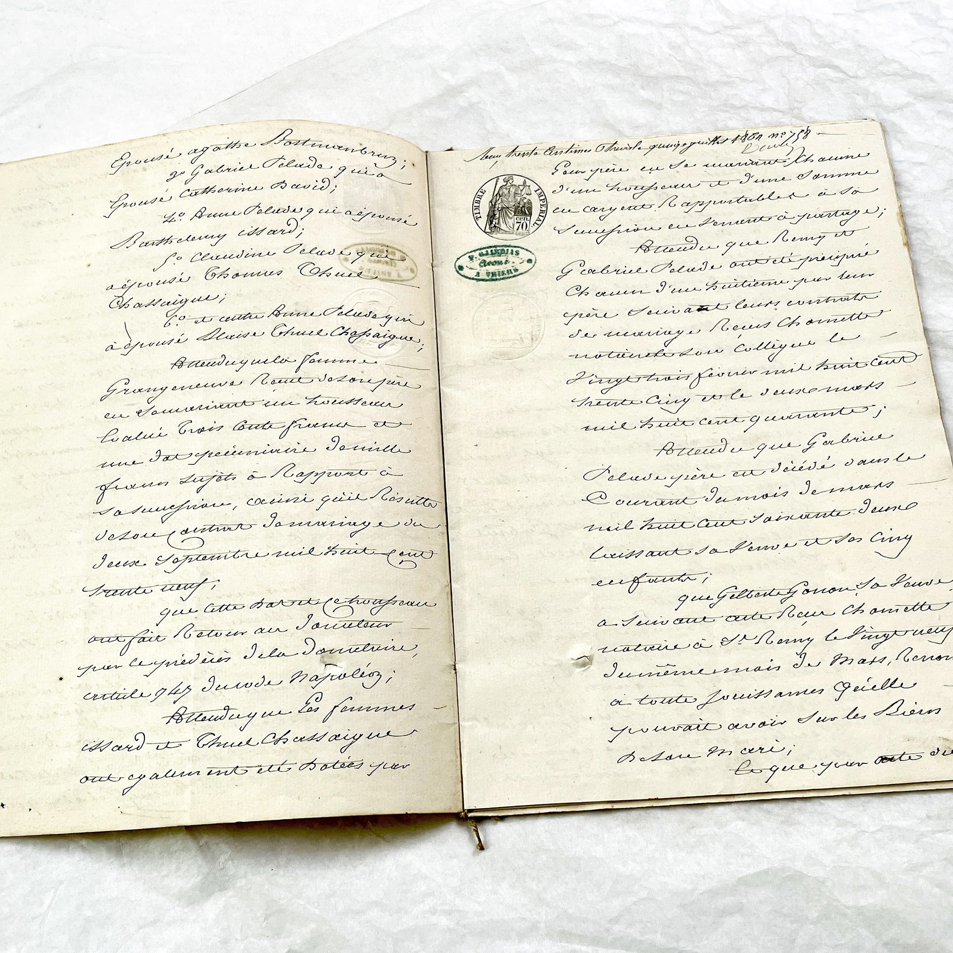 Mid 19th - 28-page Antique French Legal Document - Handwritten Judicial Records from 1862 - Civil Tribunal Case - Historic Collectible Paper