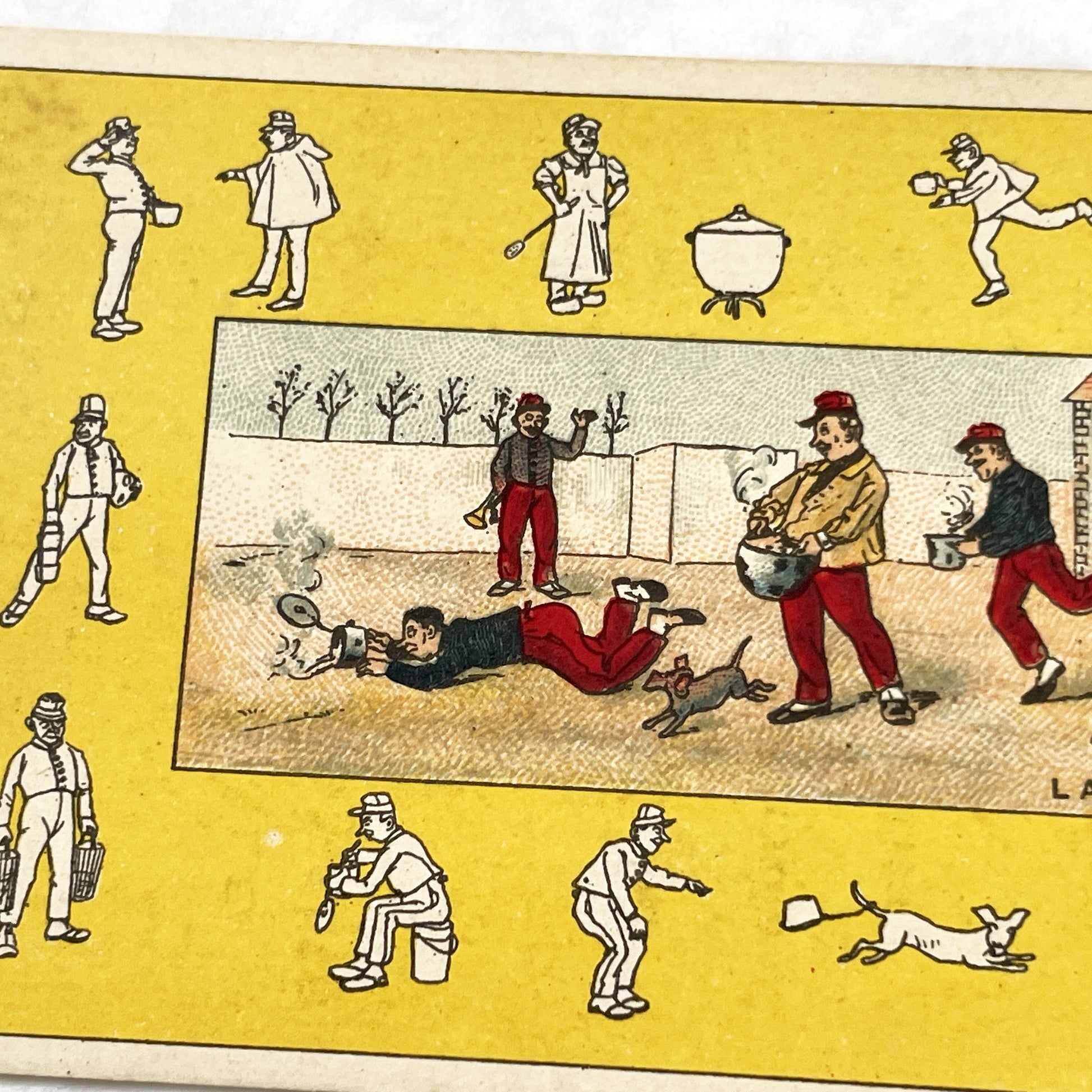 Late 19th - Two Chocolat Revillon Advertising Trade Cards - Antique French Chromos - Concert Salutiste - La Soupe - Vintage Paper Ephemera.