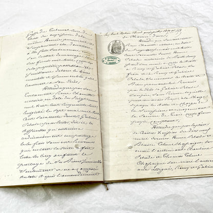 Mid 19th - 28-page Antique French Legal Document - Handwritten Judicial Records from 1862 - Civil Tribunal Case - Historic Collectible Paper