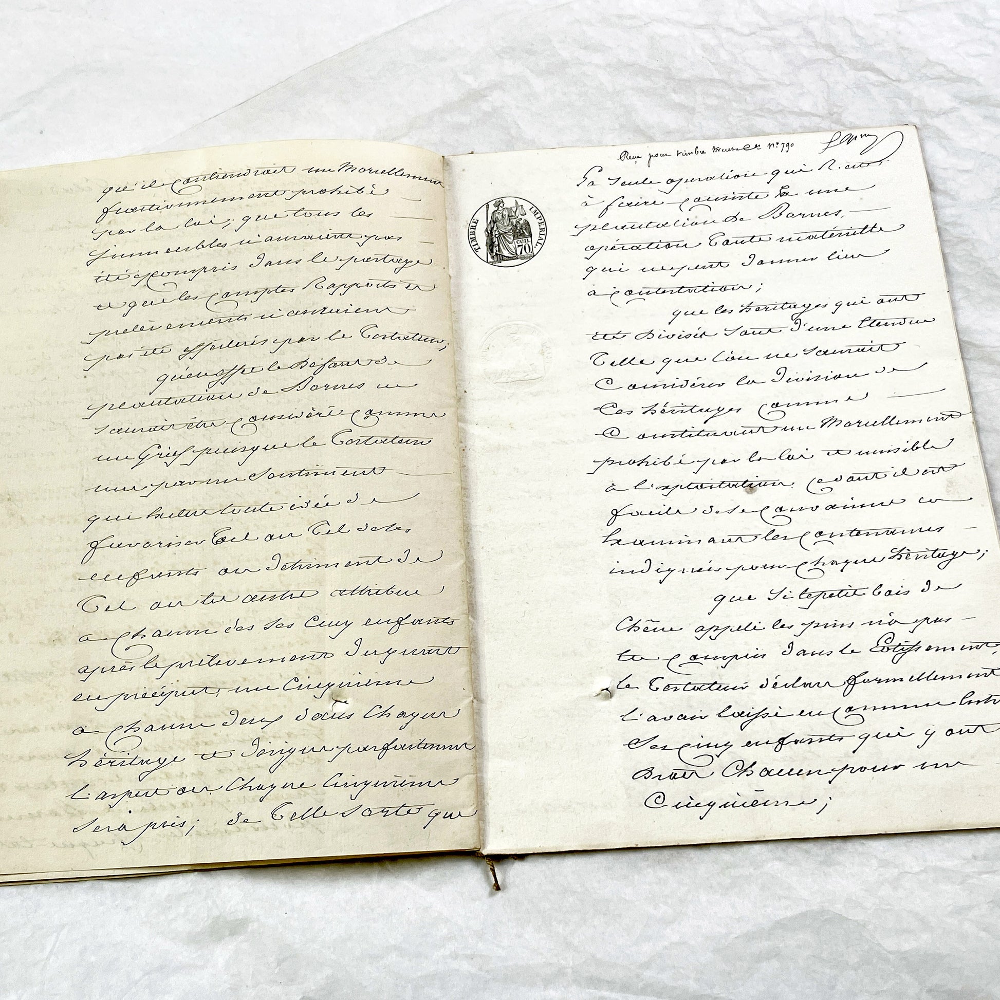 Mid 19th - 28-page Antique French Legal Document - Handwritten Judicial Records from 1862 - Civil Tribunal Case - Historic Collectible Paper