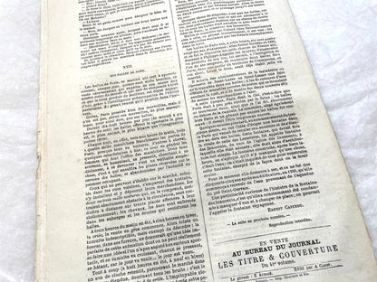 Late 19th French newspaper, Le Conteur, 1880. Illustrated cover with woman, child, and horse-drawn carriage scene.