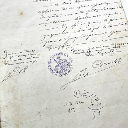 Late 19th Century - French Legal Document - Final Judgment for Property Dispute - Historic Legal Record - 1896
