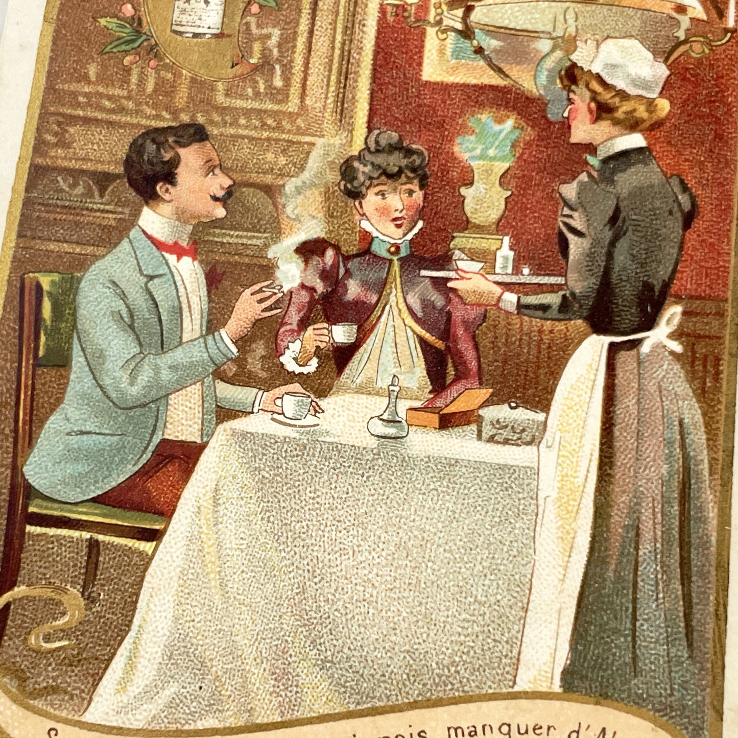 Late 19th - Antique Ricqlès Advertising Card - French Belle Époque Chromolithograph - Medicinal Alcohol Advertisement - Collectible Art