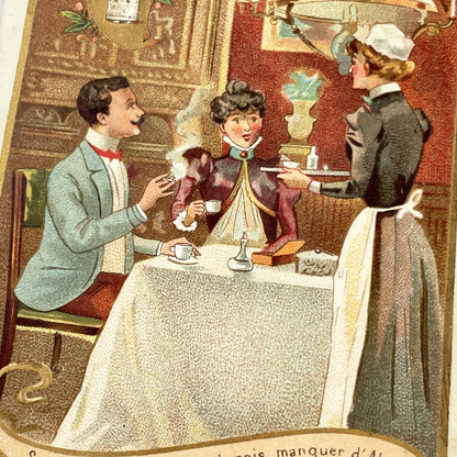Late 19th - Antique Ricqlès Advertising Card - French Belle Époque Chromolithograph - Medicinal Alcohol Advertisement - Collectible Art