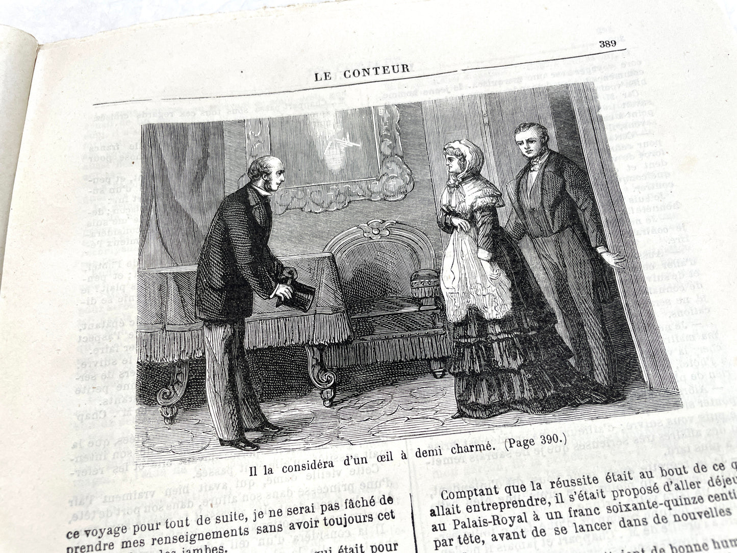 Late 19th Century French periodical, 'Le Conteur' from 1881, with an illustration of a domestic scene.