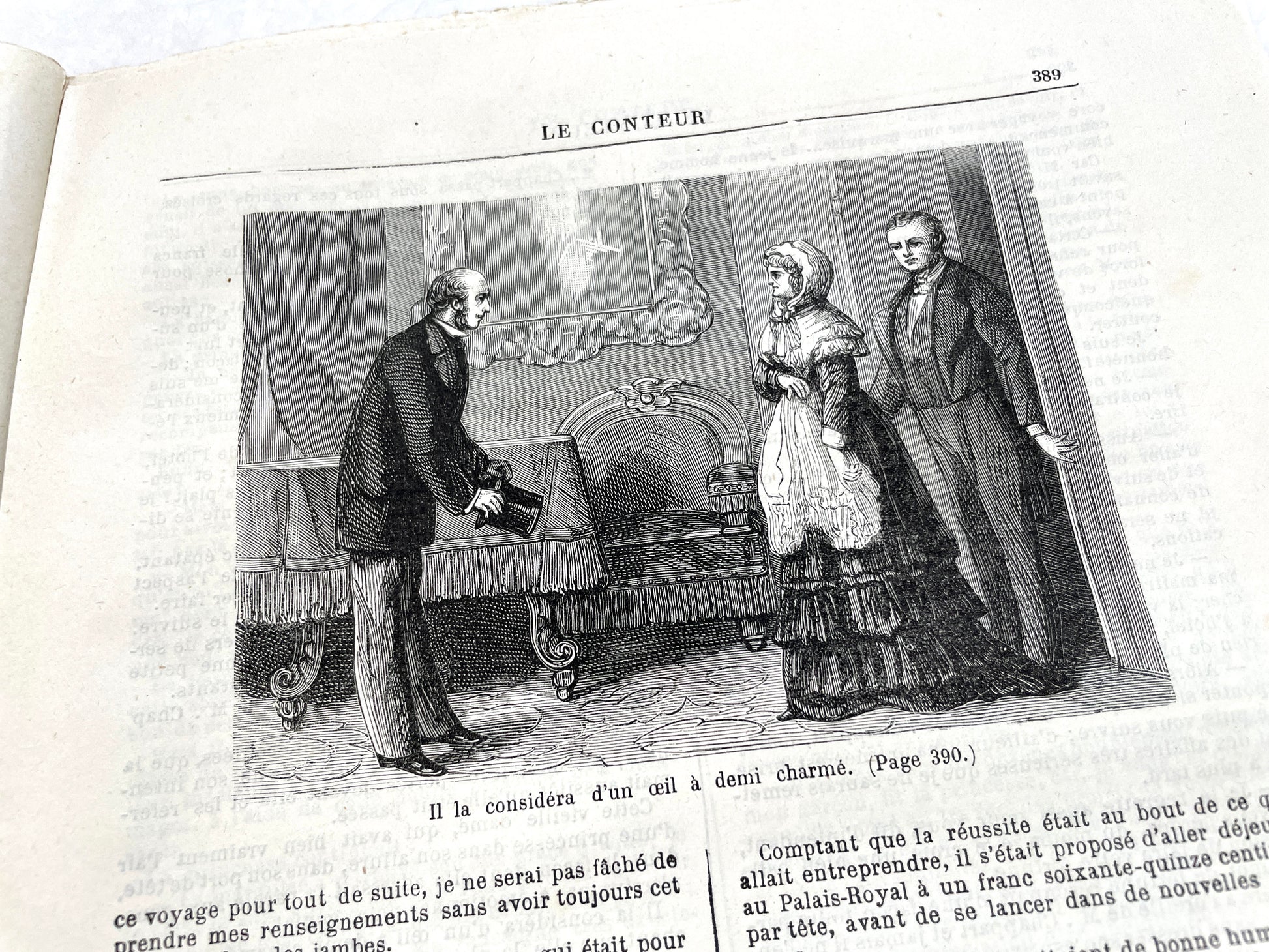Late 19th Century French periodical, 'Le Conteur' from 1881, with an illustration of a domestic scene.