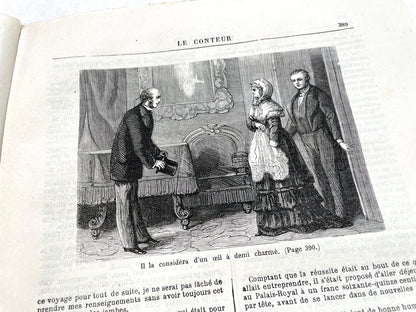 Late 19th Century French periodical, 'Le Conteur' from 1881, with an illustration of a domestic scene.