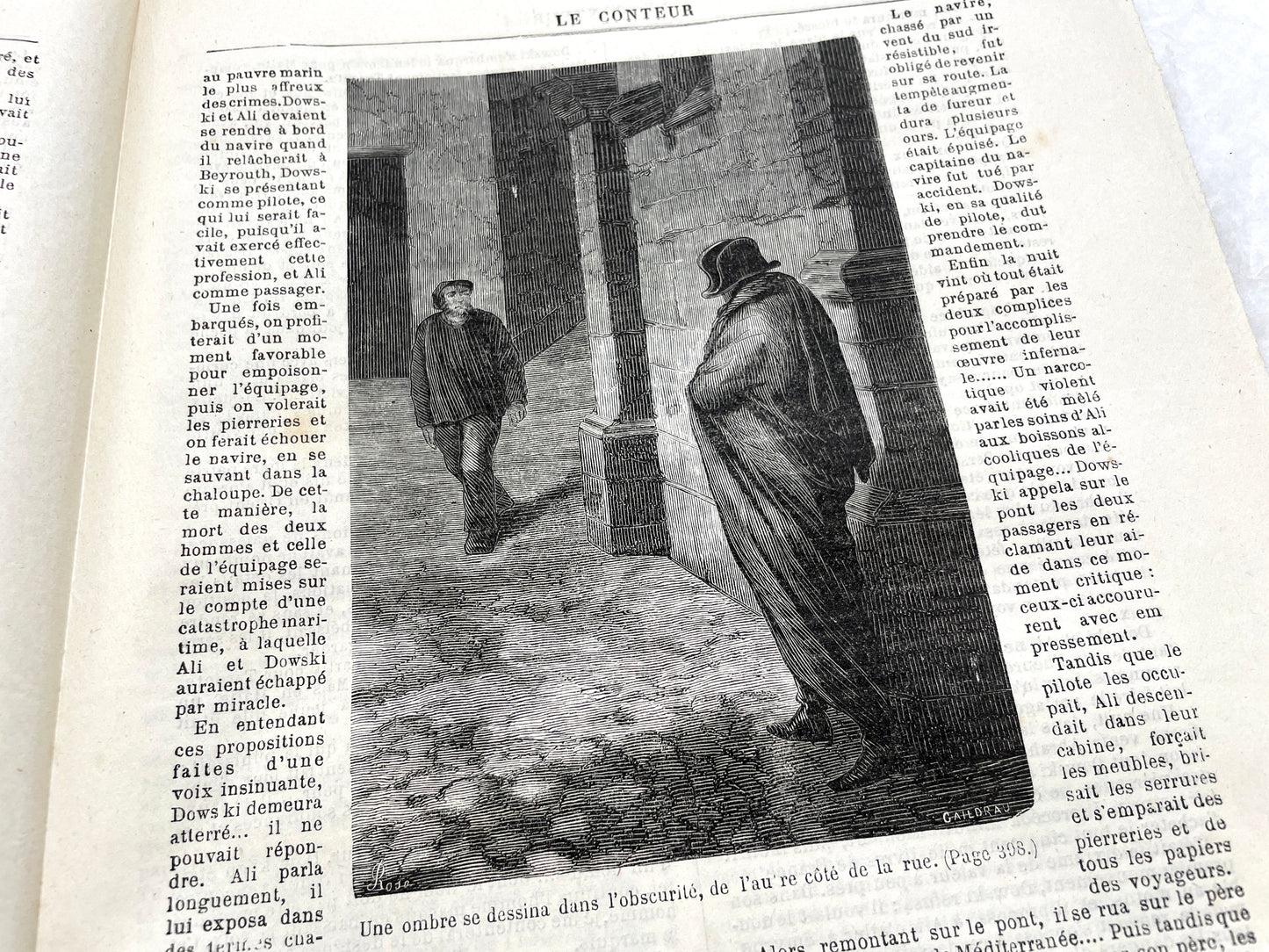 Late 19th Century French periodical, 'Le Conteur' from 1881, with an illustration of a domestic scene.