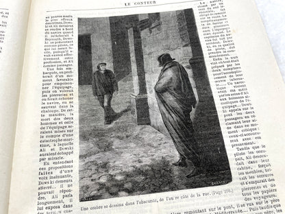 Late 19th Century French periodical, 'Le Conteur' from 1881, with an illustration of a domestic scene.
