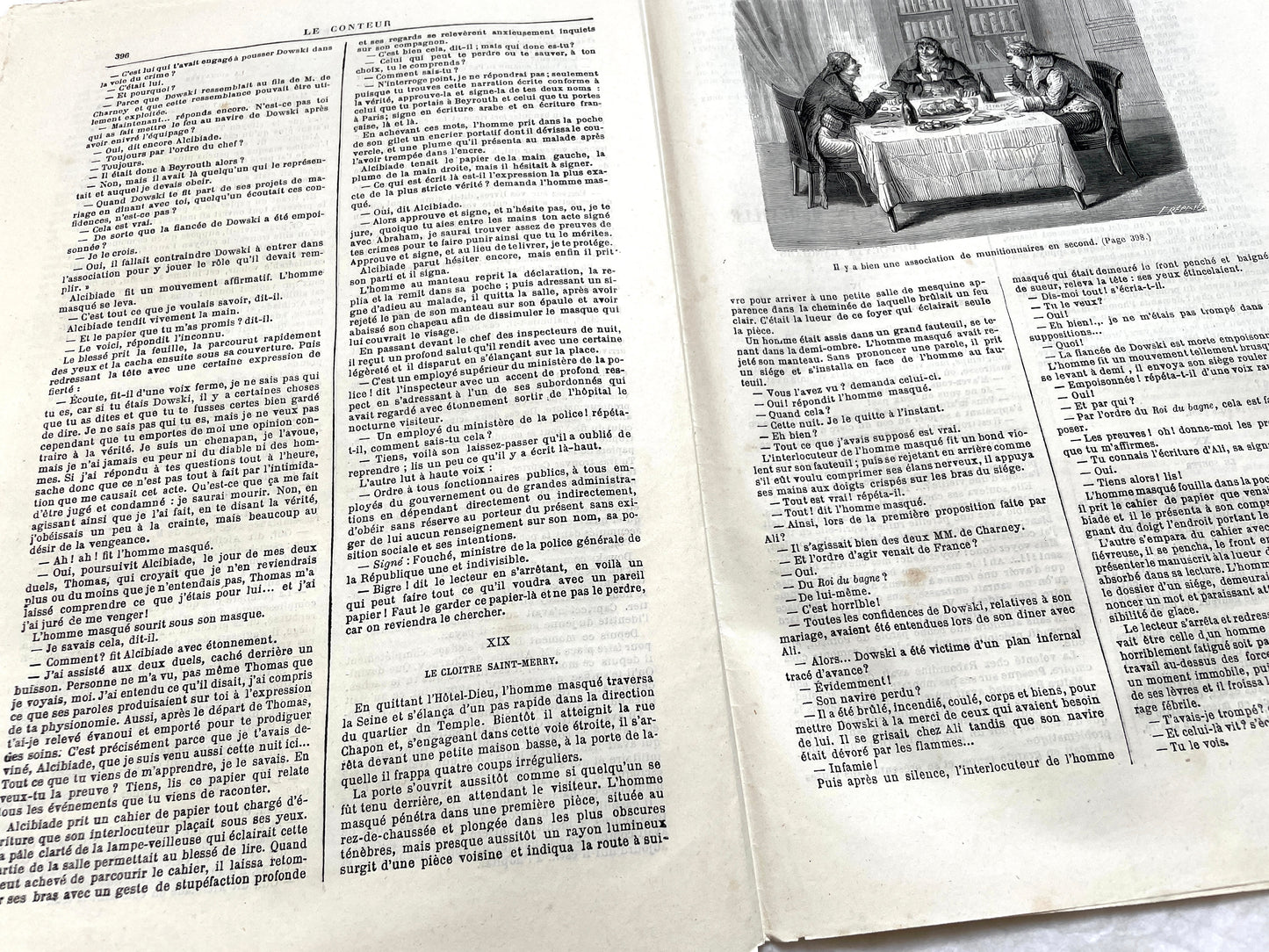 Late 19th Century French periodical, 'Le Conteur' from 1881, with an illustration of a domestic scene.