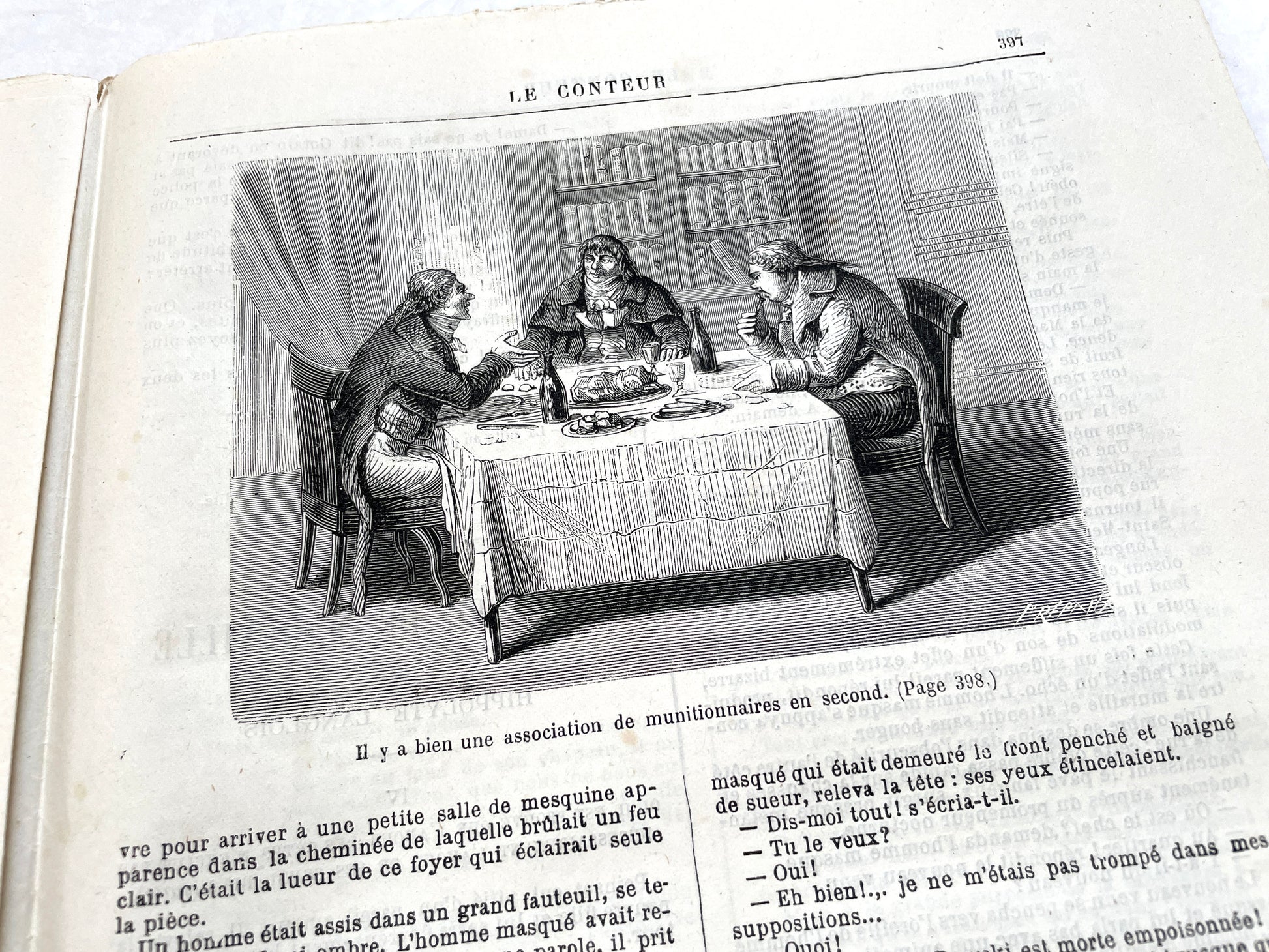 Late 19th Century French periodical, 'Le Conteur' from 1881, with an illustration of a domestic scene.