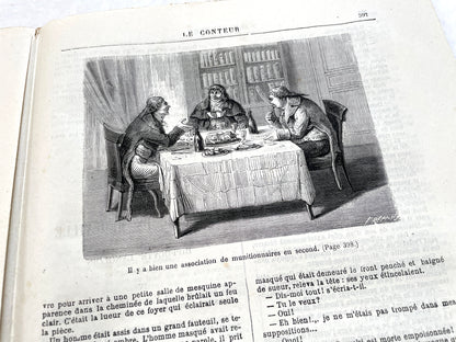 Late 19th Century French periodical, 'Le Conteur' from 1881, with an illustration of a domestic scene.