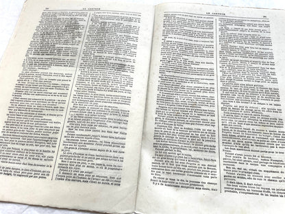 1880s French Le Conteur newspaper issue featuring a detailed illustration of a man and woman at a table.