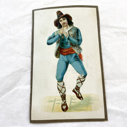 Late 19th Century - Folk Musician Chromolithograph Prints - Traditional Costumes - Set of Two Vintage Art Collectibles
