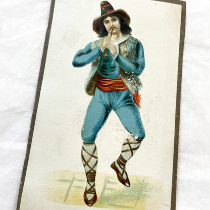 Late 19th Century - Folk Musician Chromolithograph Prints - Traditional Costumes - Set of Two Vintage Art Collectibles