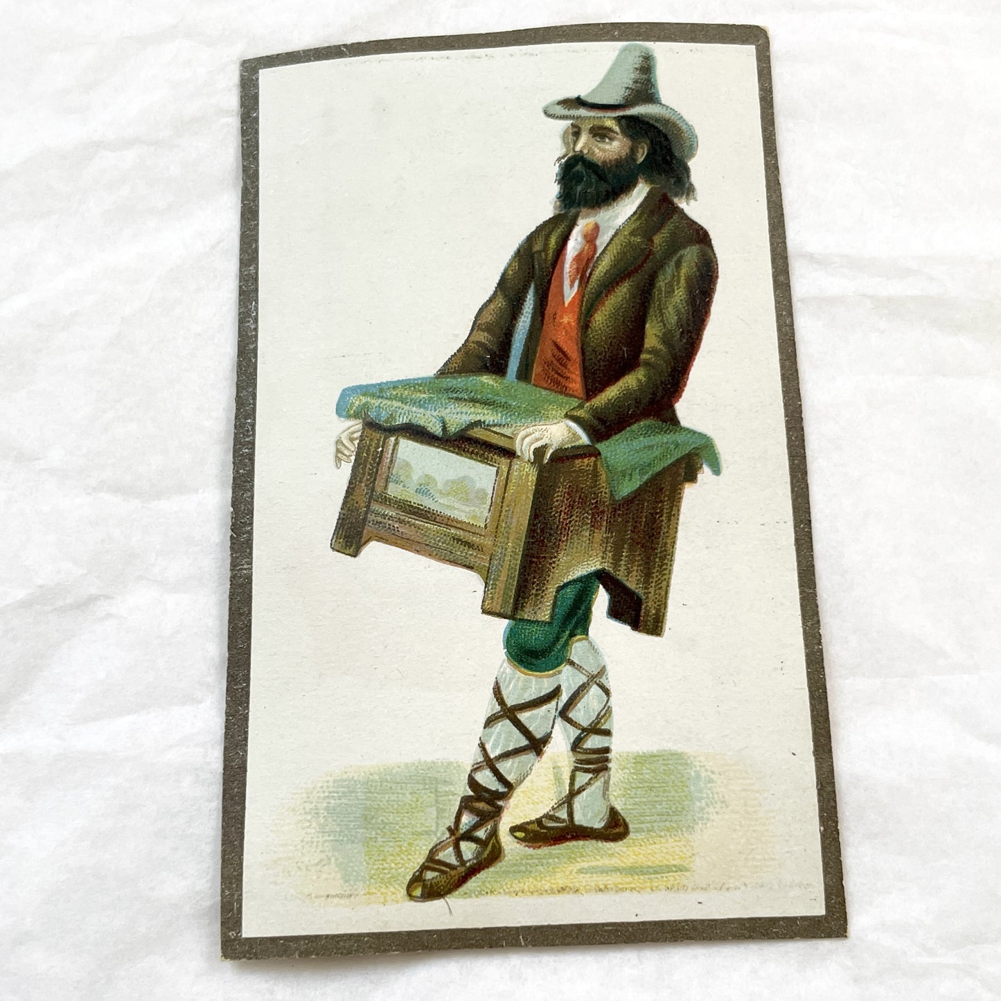 Late 19th Century - Folk Musician Chromolithograph Prints - Traditional Costumes - Set of Two Vintage Art Collectibles