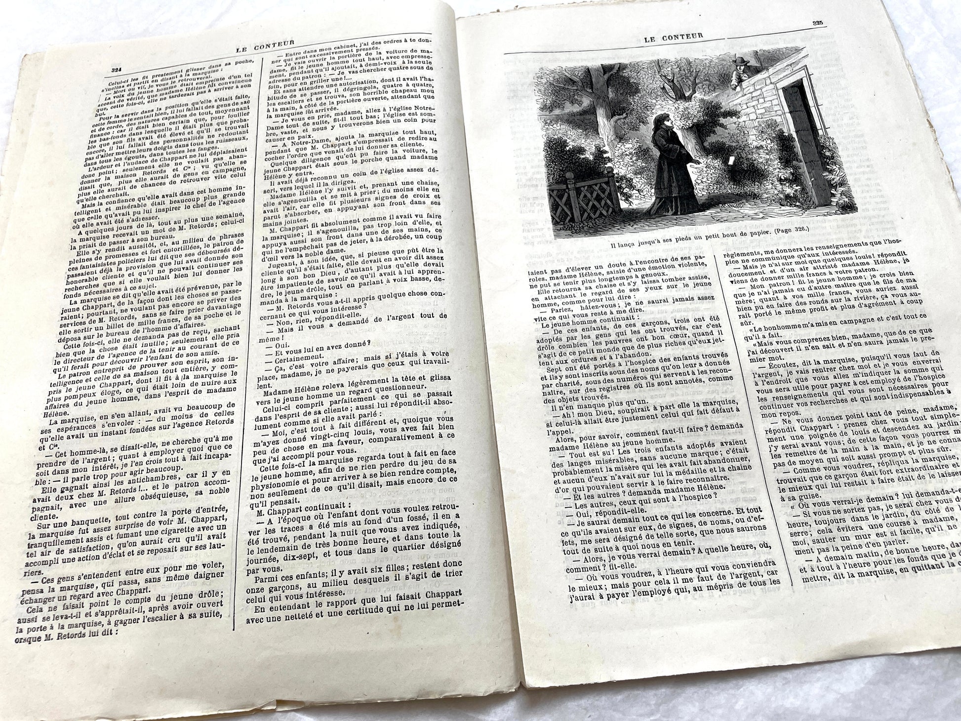 Late 19th French journal 'Le Conteur' from 1881, featuring an illustrated cover with two figures indoors.