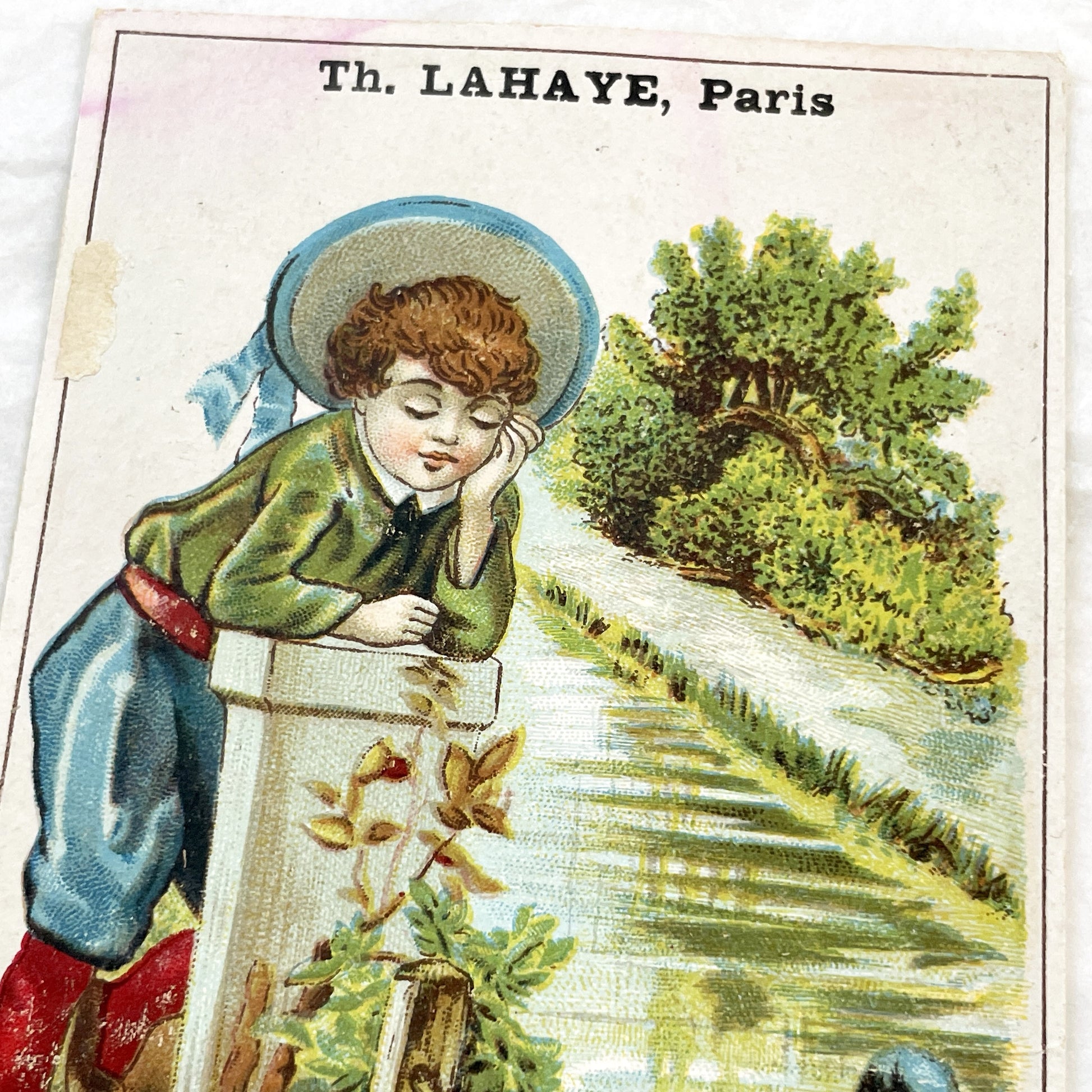 Late 19th - Two Paris Chromo Cards - Vintage French Children Ephemera - Antique Boy Illustrations - Collectible Art Print Set