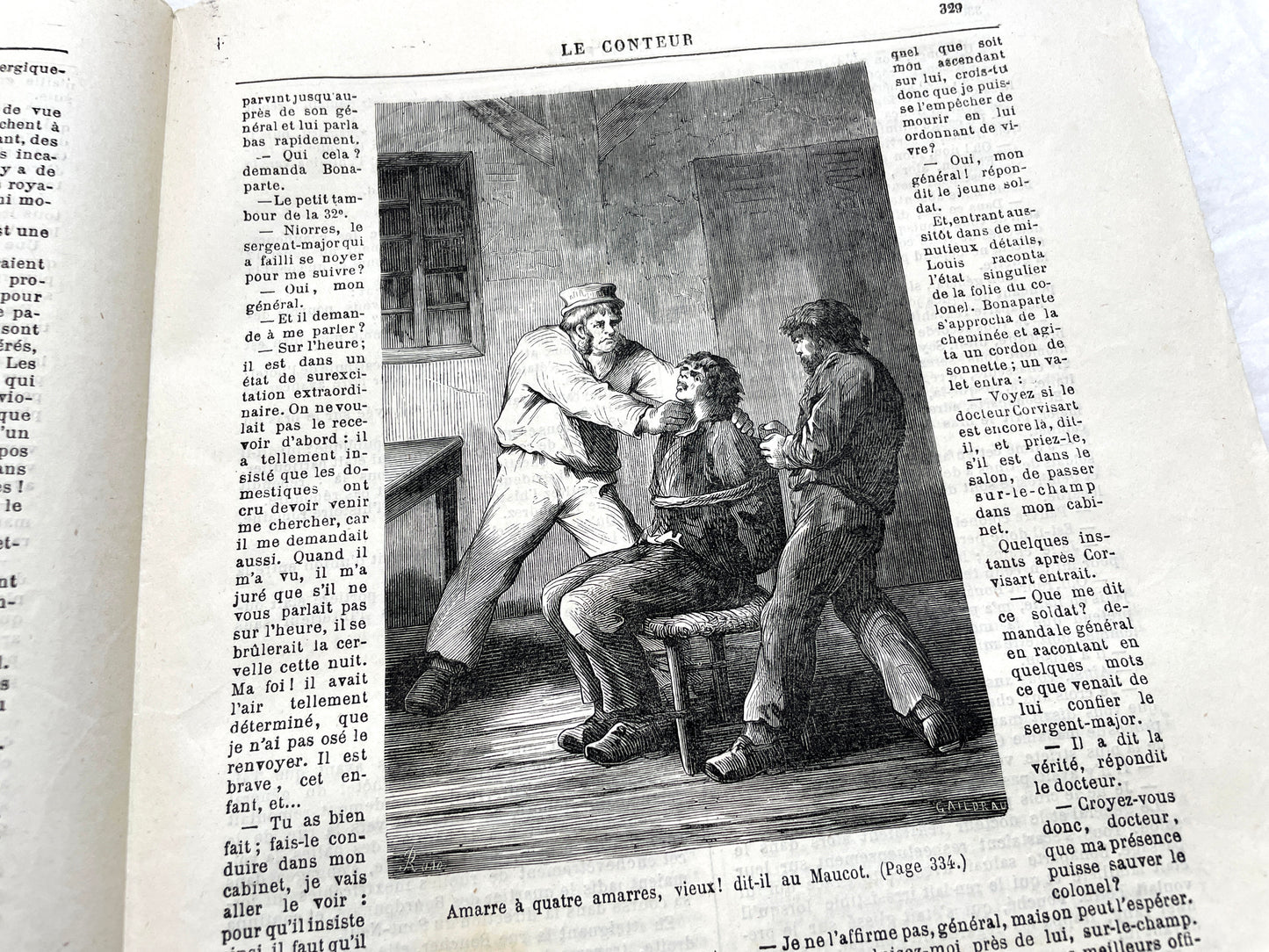 Late 19th French journal 'Le Conteur' from 1881, featuring an illustrated cover with two figures indoors.