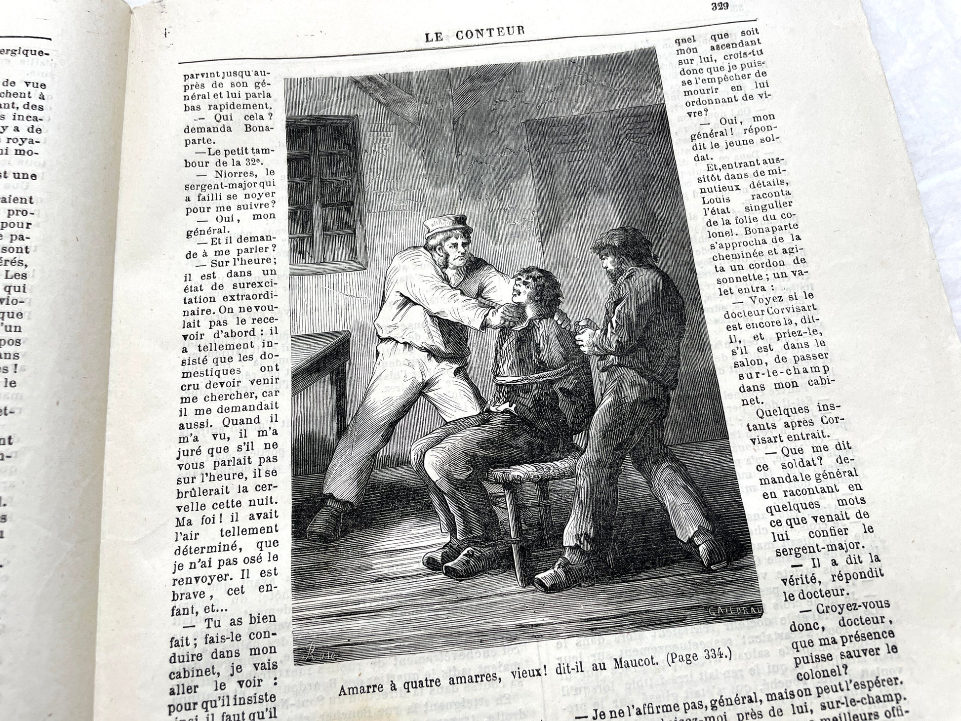 Late 19th French journal 'Le Conteur' from 1881, featuring an illustrated cover with two figures indoors.