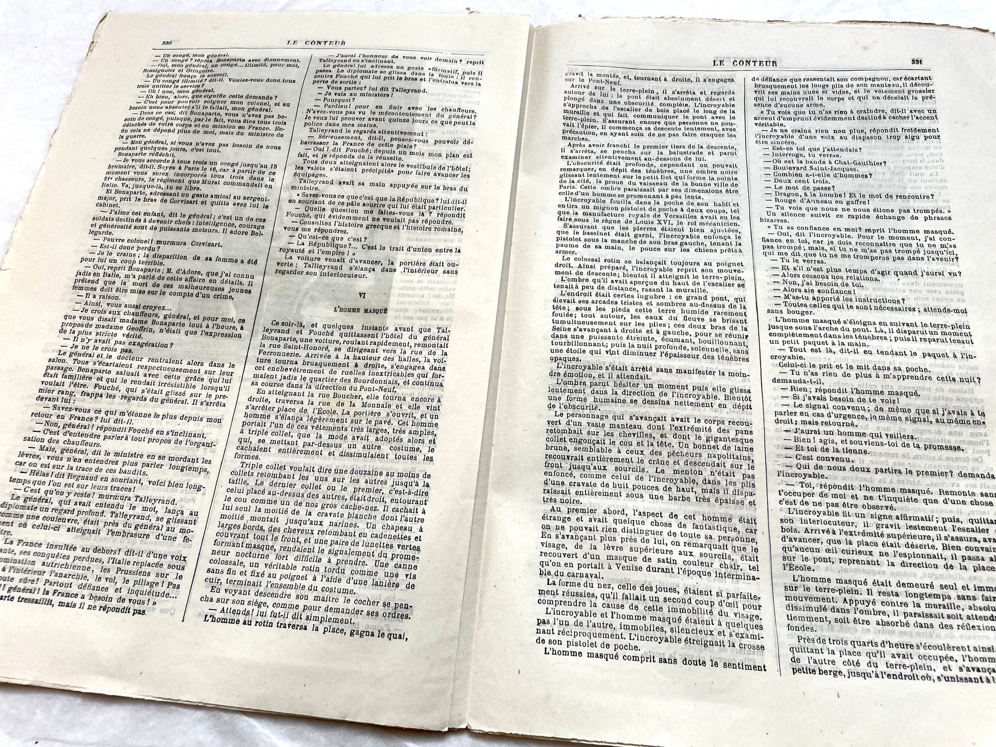 Late 19th French journal 'Le Conteur' from 1881, featuring an illustrated cover with two figures indoors.